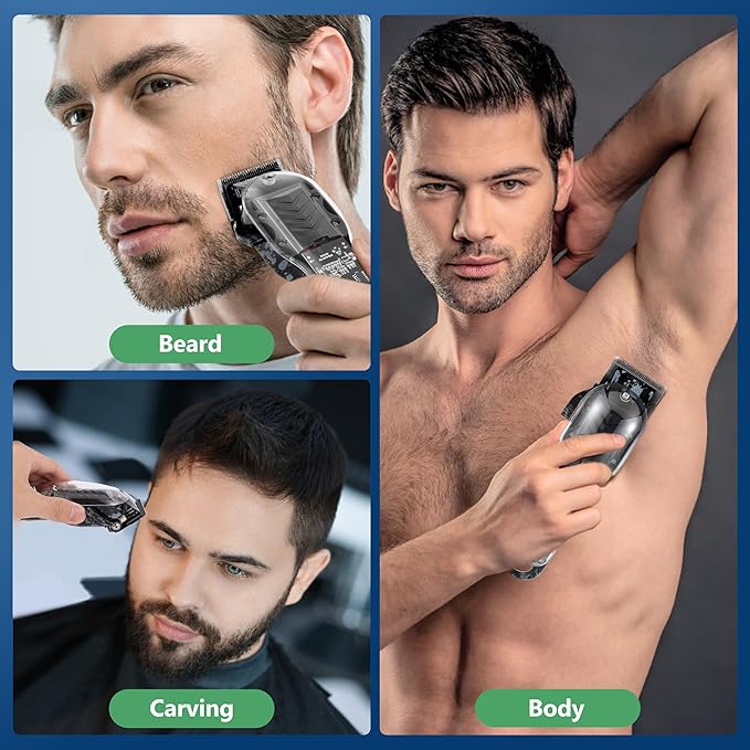 Professional Hair Clippers for Men, Cordless Barber kit for Hair Cutting & Grooming, Hair Clippers Set for Barber Haircut with LED Display 8 Fade Taper Combs(Black)