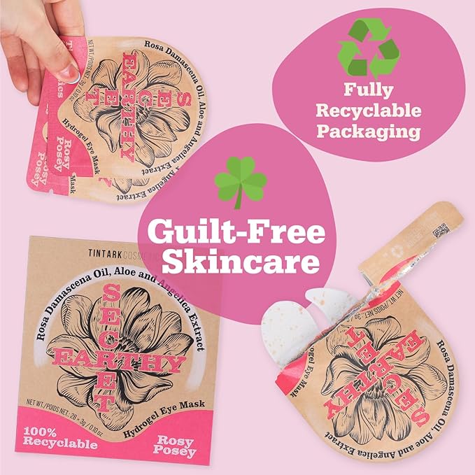 Tintark Rose Hydrogel Under Eye Patches for Dark Circles and Puffiness 28 Pairs 5 Minute Soothing Hydrating Eye Mask with Rose Extract Cooling Under Eye Pads Ophthalmologist Tested