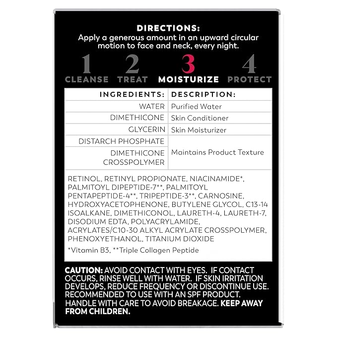Olay Retinol Night Cream for Women, MAX, Anti-Aging Face Mousturizer, Fragrance-Free, Non Greasy Anti-Wrinkle, Smooth Fine Lines, Hydrating Skin Triple Collagen Cream, Niacinamide, 1.7oz (Pack of 2)