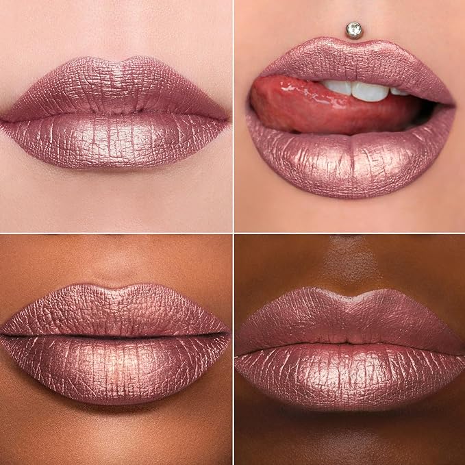MAKI YIKA 3Pc Metallic Lipstick Long Lasting, Hot Pink Red Brown Glitter Lipsticks, High Shine Lipstick No Smudge No Transfer Liquid Lip Gloss (Hot Pink/Red/Brown)