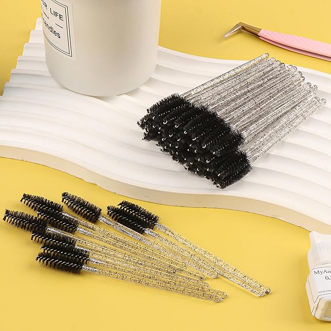 Mascara Wands, Disposable Lash Brushes for Eyelash Extensions Makeup Brush Bulk Tool Set(150Pcs, Crystal Black)
