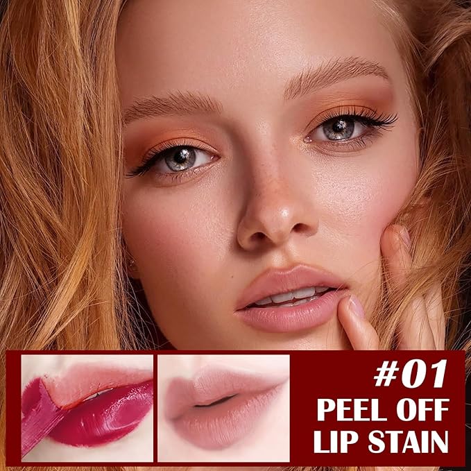 Peel Off Lip Liner Stain, Peel Off Lip Stain with Matte Finish, Peel Off Mask Tint, Waterproof, Long Lasting, Transfer Proof Red Lip Tint, Highly Pigmented Color