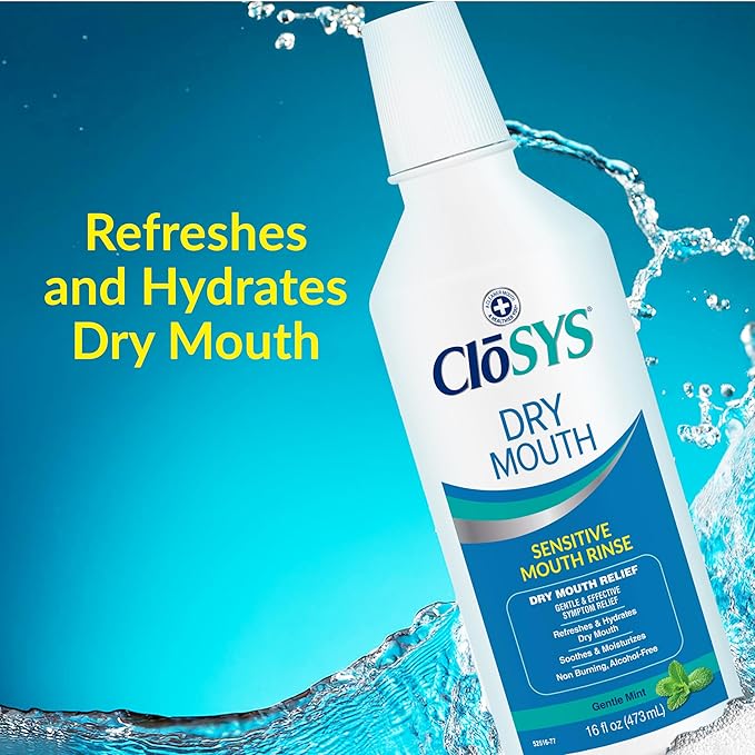 CloSYS Dry Mouth Mouthwash Rinse, 16oz, Alcohol-Free, pH Balanced, Dry Mouth Relief, Mild Mint Flavor