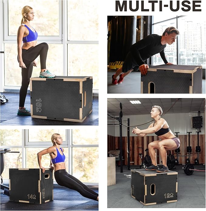 3 in 1 Non-Slip Wooden Plyo Box Plyometric