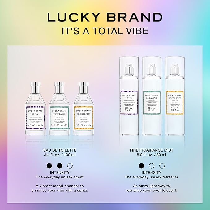 Lucky Brand Re/Energize The New Sustainably-Inspired & Exhilarating Mood-Evoking Unisex Fragrance For Women & Men, 3.4 Fl Oz EDT Spray (Pack of 1)