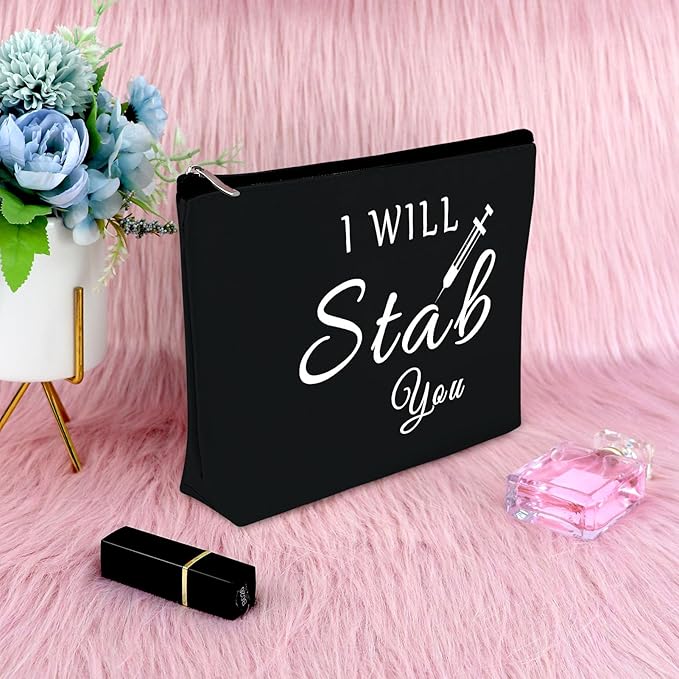 Sfodiary Nurse Appreciation Gift Makeup Bag Nurse Practitioner Gifts Birthday Graduation Presents for Nursing Student Cosmetic Bag Nursing School Christmas for Her Travel Cosmetic Pouch(Black)