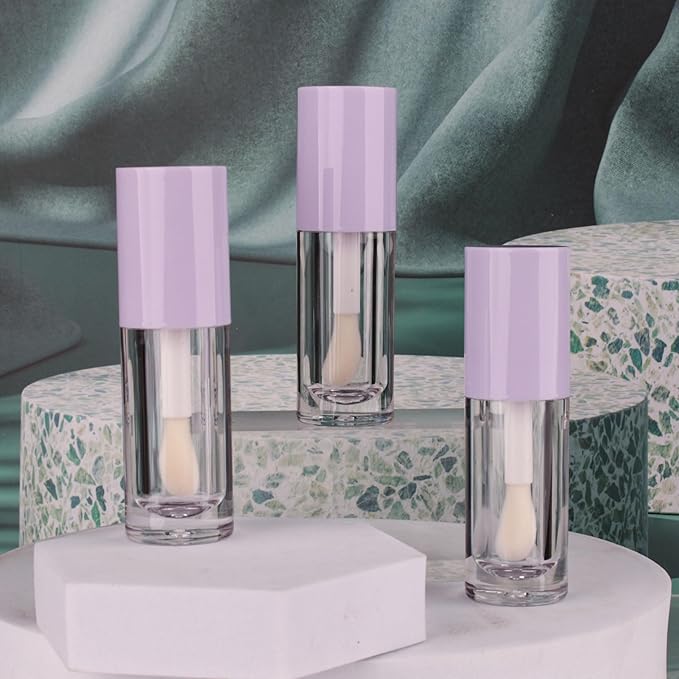 COSIDEA 14pcs Empty 6ml big doe foot wand Chunky lip gloss tubes for DIY lipgloss,Pink round lipgloss containers tubes with thick wand (Purple)