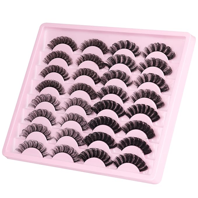 Russian Strip Lashes D Curly False Eyelashes Wispy 4 Styles Fake Eyelashes Natural Russian Eyelashes Fuzzy Mink Lashes that Look Like Extensions 16 Pairs ALICROWN