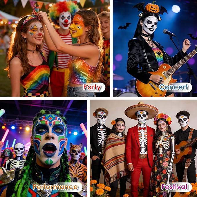 15 Colors Face Body Painting Palette, Washable Oil Based Face Paint for Women, Adults, Professional Makeup for SFX Costume Makeup, Halloween Cosplay Parties, Festival Decorations (1.32 oz)