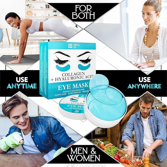 Under Eye Patches for Puffy Eyes, Dark Circles, Dull Skin - Natural Moisturizing Support - Help with Wrinkles and Fine Lines - Under Eye Mask with Hyaluronic Acid, Collagen, Caffeine - 30 Pairs