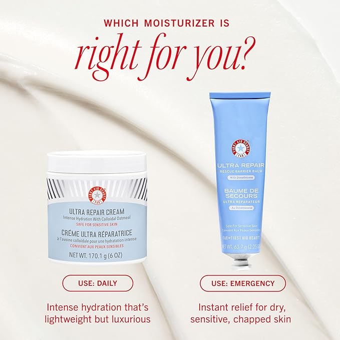 First Aid Beauty - Ultra Repair Cream, Intense Hydration Whipped Colloidal Oatmeal, Clinically Proven to Strengthen Skin Barrier in 7 Days & Helps Relieve Eczema, Luxury Face & Body Moisturizer, 2 oz