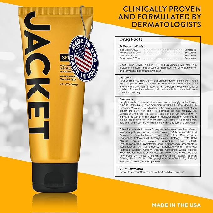 Sport Sunscreen SPF 50+, Water Resistant, Oil Free, Anti-Aging Cream, Vitamin and Antioxidant Enriched, Age Spot Remover, Oxybenzone Free, Sun Screen Protector for Face and Body - 4 FL OZ