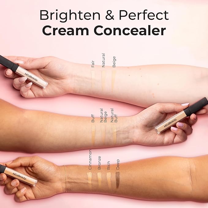 MCoBeauty - Brighten & Perfect Cream Concealer - 2 Light Fair - Hydrating Corrector Medium Coverage Blemish & Under Eye Concealer - With Vitamin E, Hyaluronic Acid & Aloe Vera