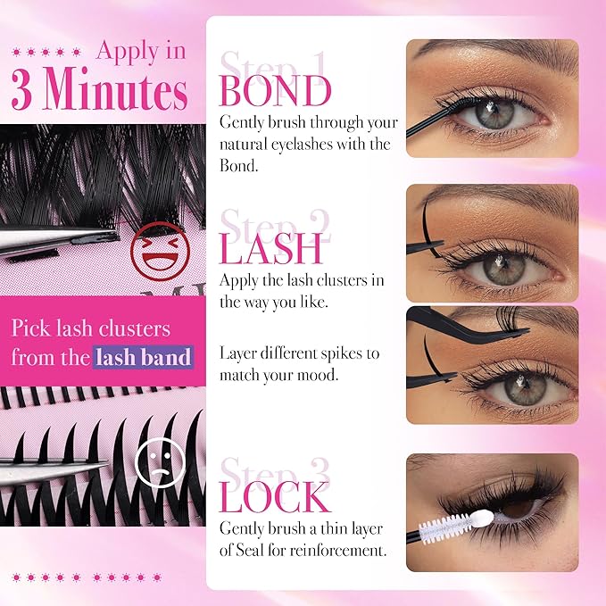 CORUSCATE Lash Clusters with Spikes 60D80D100D Eyelash Clusters Volume Cluster Eyelash Extensions Mega Style Lash Extension DIY Individual Lashes Strip Mink Spiky Thick Cluster Lashes