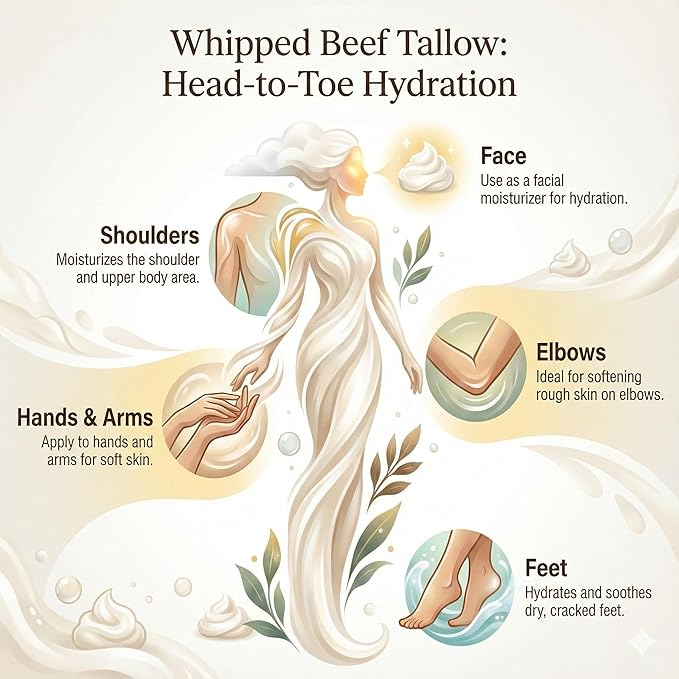 IKARIAN 100% Grass Fed Beef Tallow for Skin Care | Premium Whipped Moisturizer | Face + Body | Single Ingredient, All natural | 4 FL. oz. (Unscented)