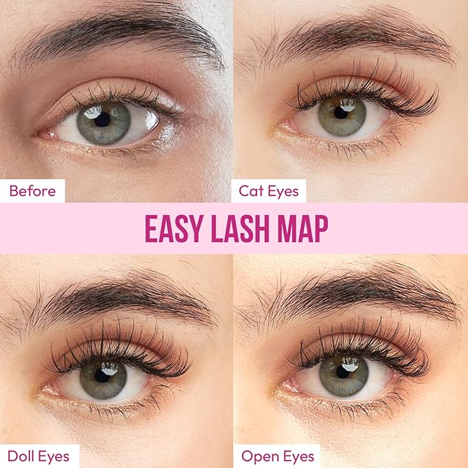 DIY Wispy Individual Lash Clusters 96pcs 20D C Curl 0.07 9-16mm Mixed Lengths - Eyelash Clusters Wispy Volume Natural Look Eyelash Extension at Home by Eyesy Lash
