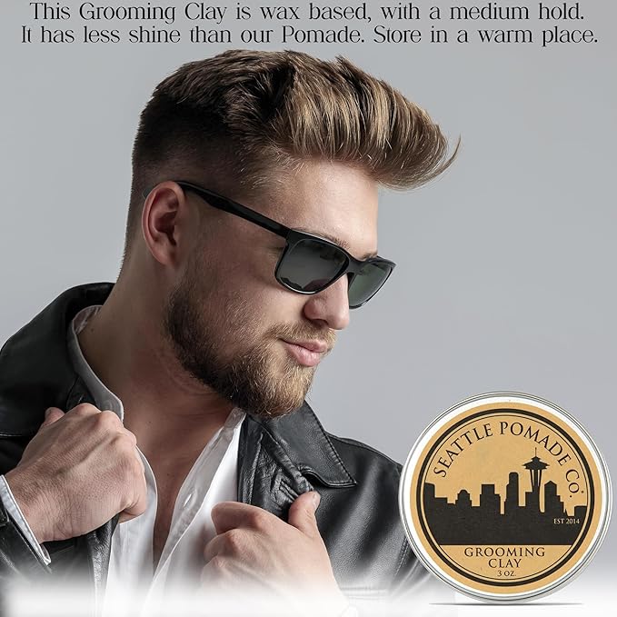 Seattle Pomade Co. Grooming Clay for Hair - USDA Certified, With Organic Essential Oils, Beeswax Based. Made with organic materials from around the world.