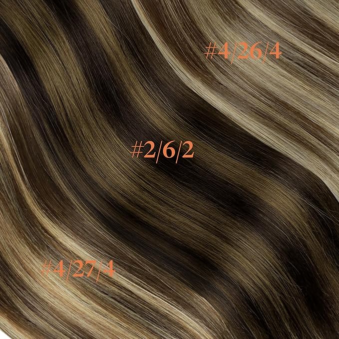 GOO GOO Invisi Edge Clip in Hair Extensions Set, 20inch 150g, 5pcs Injected Seamless PU Clip ins and 2pcs Classical PU Clip ins, Virgin Real Human Hair, #(T2/6) P2