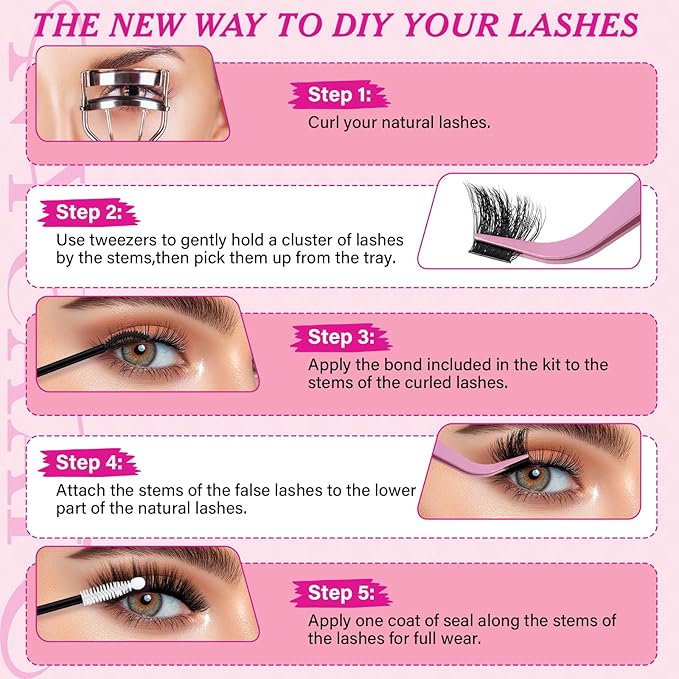 Lash Clusters 3D Effect Individual Lashes Kit NYCAAR 189pcs 100D200D D Curl 9-16MIX Eyelash Clusters Wispy Lashes Fluffy Cluster Lashes Kit with Lash Glue Remover Applicator Easy to Use for Beginners