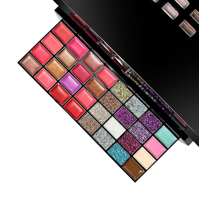 74 Colors Makeup Palette with 10-Piece Makeup Brush Set – All-in-One Full Face Makeup Kit, Eyeshadow, Lip Color, Blush & Contour Set, Gift for Women
