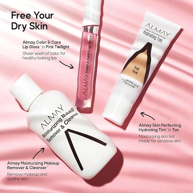 Almay Color & Care Hydrating Lip Gloss, Soft Natural Hues, Prebiotic Complex, Hyaluronic Filling-Sphere Technology, 100 Pink Twilight, 0.1 Fl Oz