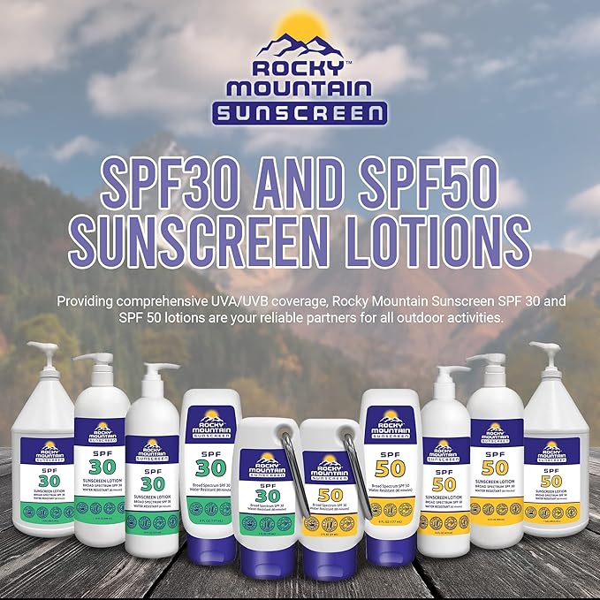 Rocky Mountain Sunscreen SPF 30 Lotion | Broad Spectrum UVA/UVB Protection | Hawaii 104 Reef Act Compliant (Oxybenzone & Octinoxate Free) | Water Resistant 80 Min. | Quart with Pump (32 Fl Oz)