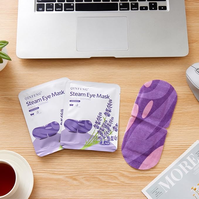 QINFENG 18 Packs Steam Eye Mask for Dry Eyes Self Heating Masks Cornea Care Rest Disposable SPA Warm Compress,Eye Mask for Sleep,Stye Eye Treatment,Reduce Eye Fatigue Travel Essentials (Lavender)