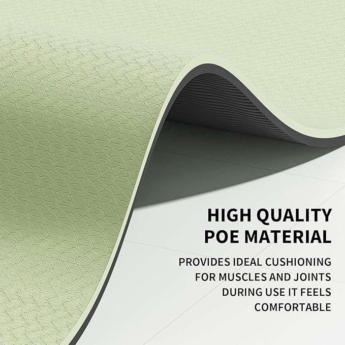 Large Yoga Mat (6'x 4') - Extra Long and Wide Workout Mat for Men and Women,Non-Slip POE 0.32''/0.4'' Thick Fitness Mat, Eco-Friendly, Thick Wide Exercise Mat for Home Workouts,Ideal for Yoga and Pilates.