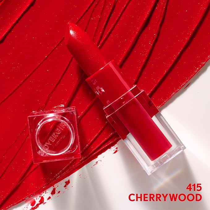COVERGIRL Clean Lip Color, Cherrywood, Satin Finish, Squalane, Avocado & Aloe, Carmine-Free, Non-Drying, 0.12oz