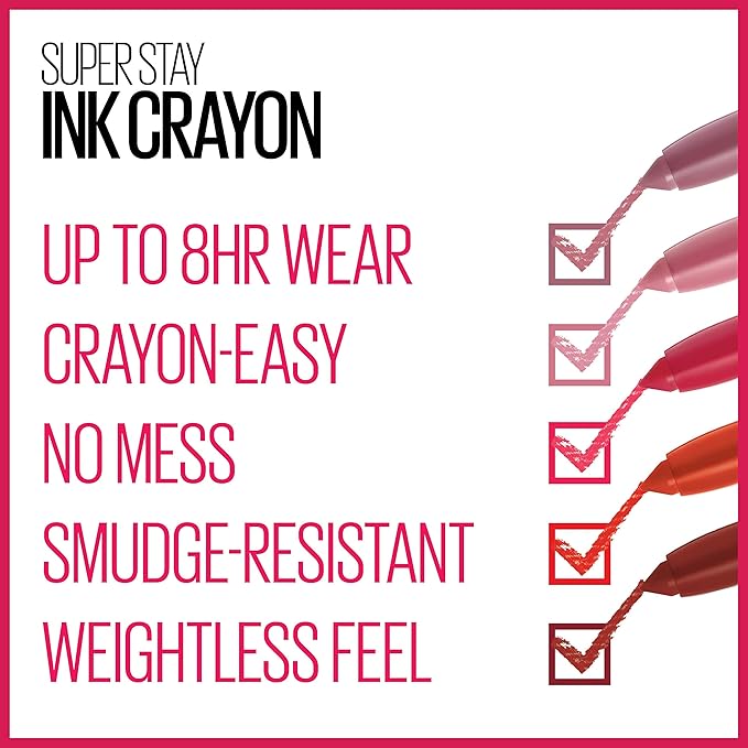 Maybelline Super Stay Ink Crayon Lipstick Makeup, Precision Tip Matte Lip Crayon with Built-in Sharpener, Longwear Up To 8Hrs, Trust Your Gut, Mauve Nude Pink, 1 Count