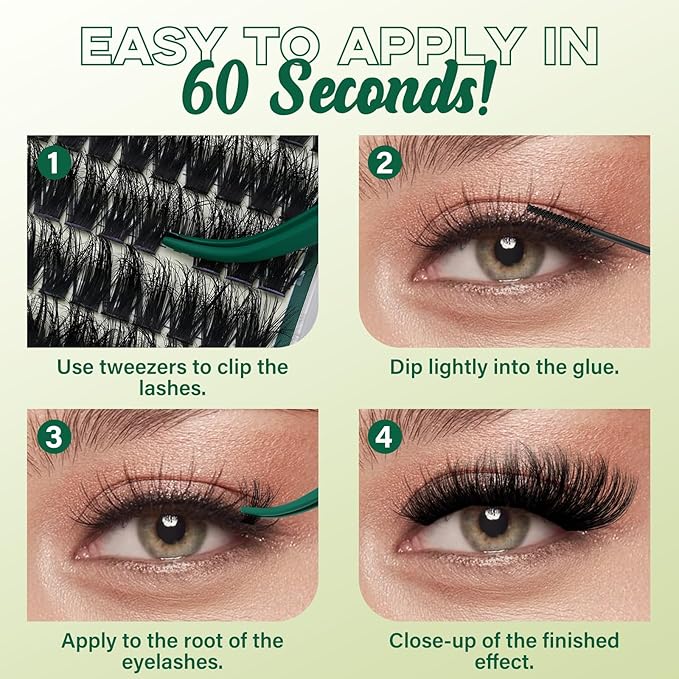 KEYYOU LASH Clusters 3D Effect Eyelash Clusters 280pcs 100D D Curl 9-18MIX Individual Lashes Wispy Lashes Volume Cluster Lashes Natural Soft DIY Lash Extension(3D-100D-D-9-18MIX)