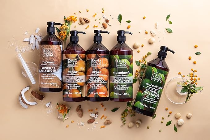 Dead Sea Collection Shampoo and Conditioner Set with Argan Oil – Hydrating Softening Hair Products with Dead Sea Minerals for All Hair Types – Set of 2 Bottles (33.8 & 30.6 Fl. Oz.)