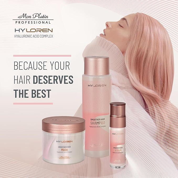 Mon Platin Professional Hair Mask for Damaged Hair & Straightened , 500ml - HYLoren Smoother with Hyaluronic Acid, Deep Conditioning Treatment, Anti-Frizz Conditioner