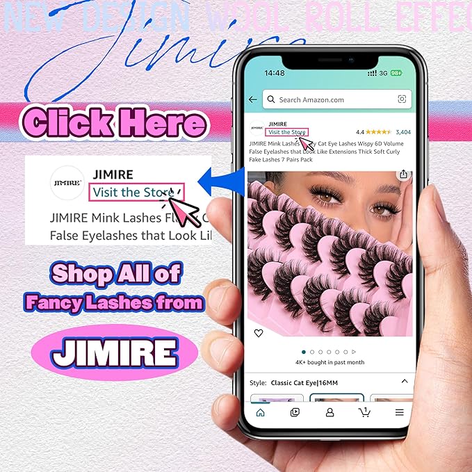 JIMIRE Mink Lashes Wispy Cat Eye Lashes Full 6D Volume False Eyelashes that Look Like Extensions 16MM Thick Soft D-Curly Fake Lashes 7 Pairs Pack