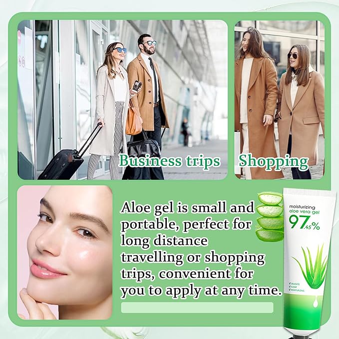 WENJLYJ 8PCS Aloe Vera Gel for Face & Skin,Organic Aloe Vera Gel,Hydrating After Sun Cream for Travel Size,Moisturizing Lotion for Skincare,After Sun Lotion for All Skin Type(G)