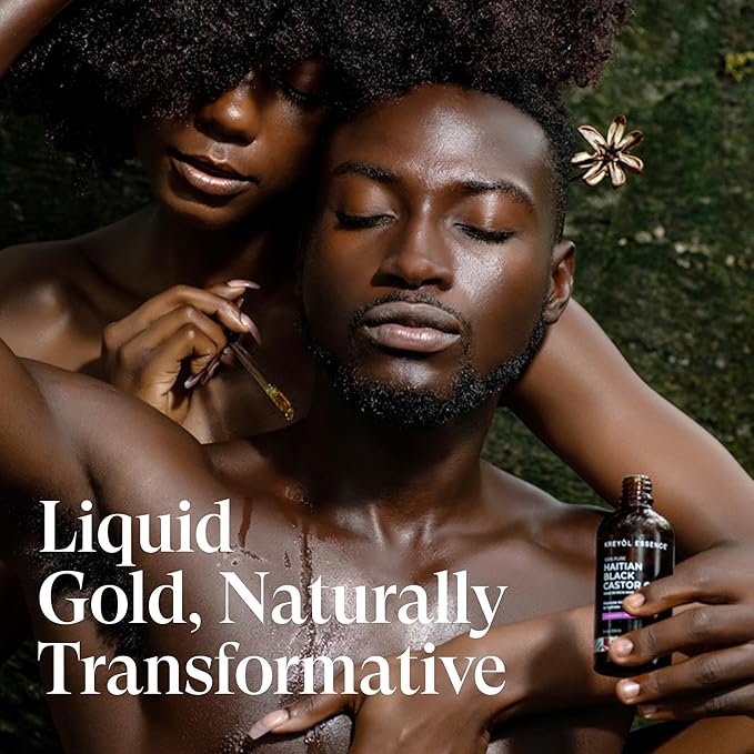Kreyol Essence - Haitian Black Castor Oil for Skin and Hair, Glass Bottle - Cold Pressed | Hexane Free | Fuller-Looking Hair, Natural Humectant, Lavender Hibiscus. 2 Fl Oz