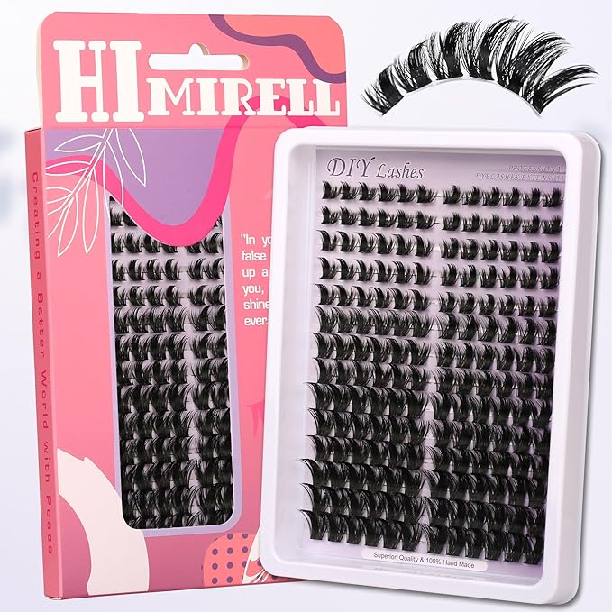 Lash Clusters Spiky Eyelash Extensions Wispy Individual Lashes Manga Eyelash Individuals 168 Pcs CC-Curly Cluster Eyelash Extensions 8-16MM Mixed DIY Lash Extensions