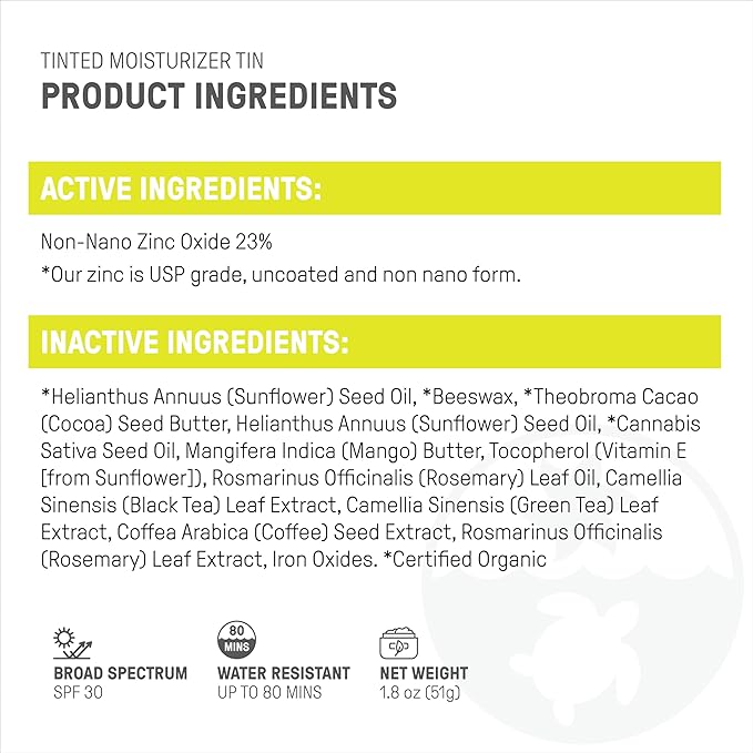 Raw Element Ultra-Moisturizing Tinted Face Cream, Non Toxic 1.8 oz