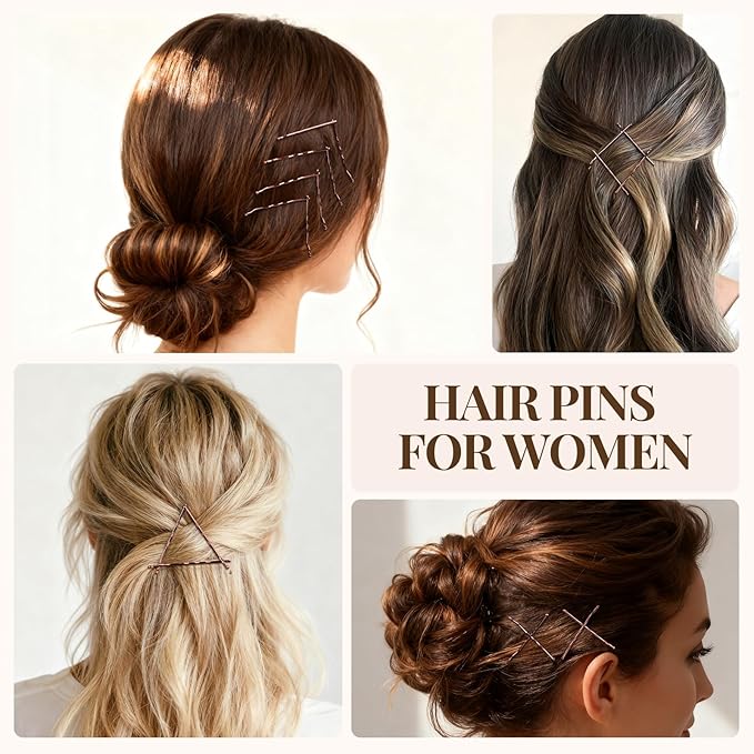 YGDZ 400 Counts Brown Bobby Pins Hair Pins Set for Women, 2inch Bobby Pins for Buns, 2.36inch Brown U Shaped Hair Pins for Styling, Hair Accessories for Women, Wedding