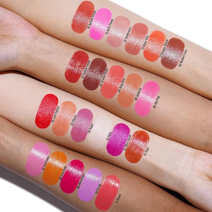 Oulac Moisture Shine Bright Red Lipstick - 2 in 1 Shimmer Lipstick & Lip Balm, Juicy & Glossy Finish, Long Lasting Hydrating, Smooth for Dry, Cracked and Chapped Lips, Vegan 2.2g/0.07oz (S01)