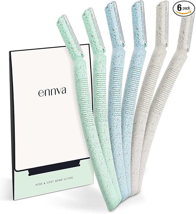 ennva Eyebrow Razor for Women | Dermaplane Facial Razor for Face | Hair Trimmer Face Razor for Body Use | Multipurpose Facial Hair Removal Disposable Blades Eyebrow Tool - 6pcs
