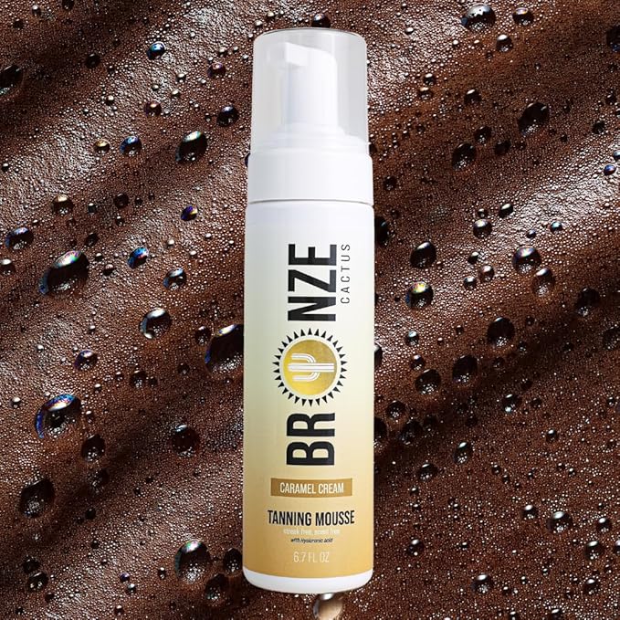 Bronze Cactus Caramel Cream Tanning Mousse | Easy Application & Instant Gratification | Dries Immediately Without Leaving You Sticky | Non-Scented, Streak Free