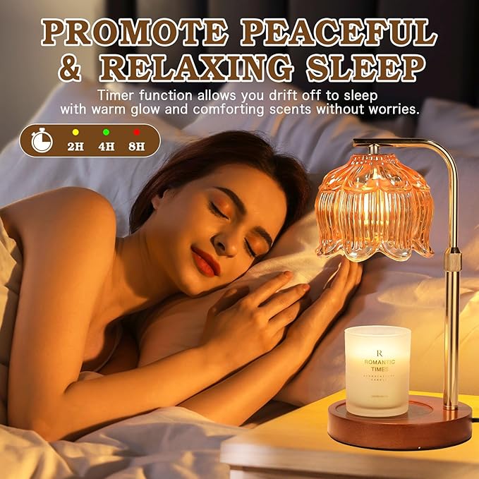 Candle Warmer Lamp for Yankee Candles, Height Adjustable Candle Heater Lamps with Timer, Christmas Birthday Gifts for Women Mom, House Warming New Home Room Decor, with 2 Bulbs