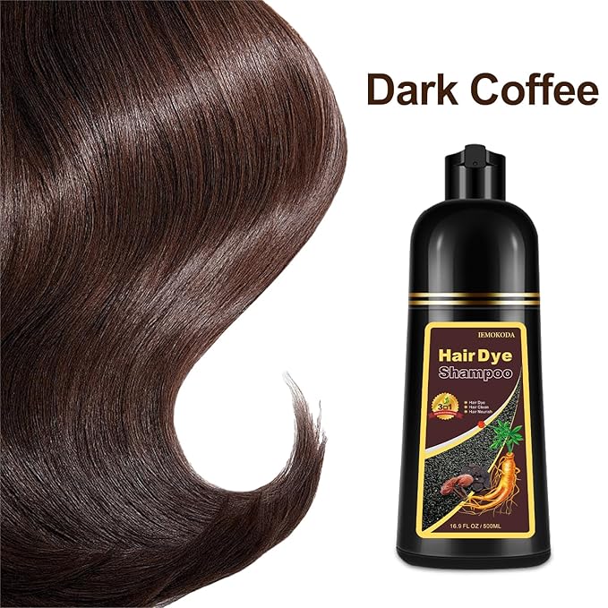 Hair Dye, Hair Dye Shampoo for Women & Men, Color Shampoo Hair Dye 16.9 Fl Oz, Safe and Natural Champu Para Canas (Dark Coffee)