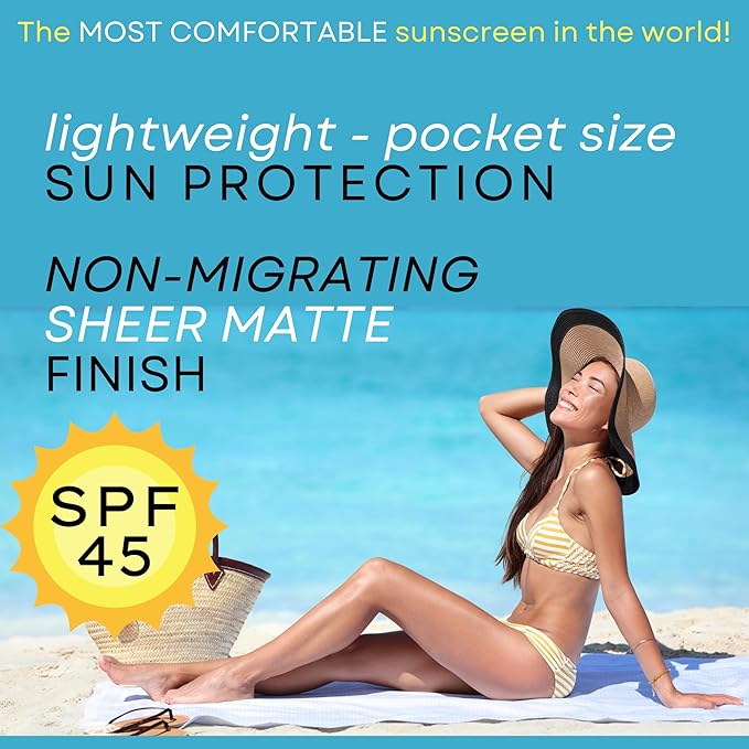 Surface Mineral Face Sunscreen Stick, Water Resistant, UVA/UVB Broad Spectrum, Fast Drying Protection, PABA Free - SPF 45 - CLEAR/WHITE (1 Pack)