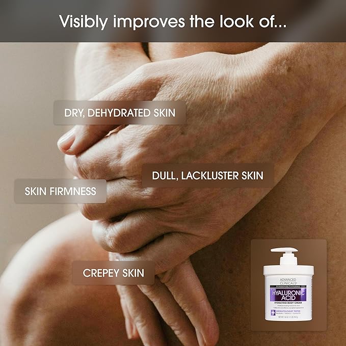 Advanced Clinicals Retinol Body Cream + Hyaluronic Acid Moisturizer 2pc Skincare Set | Face Cream & Body Lotion For Women & Men Helps Improve Appearance Of Crepey Skin, Dry Skin, & Wrinkles, 2pc