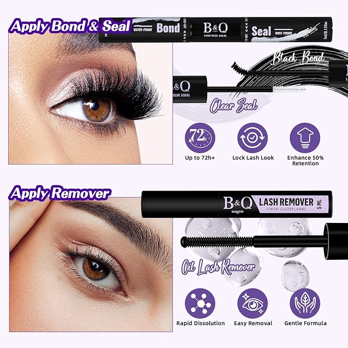 B&Q Fluffy Lash Clusters Kit 100D+200D Dramatic Eyelash Clusters Kit 10-18MM 0.05MM Wispy Lash Thick Volume DIY Individual Lashes 3D Mega Eye Lashes Suitable for Beginners at Home(KIT-100D+200D)