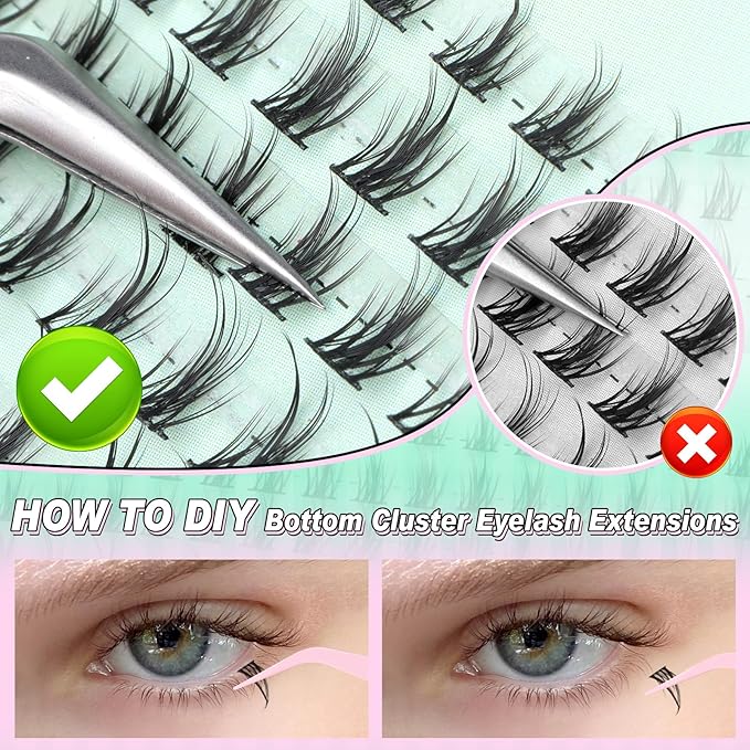 Bottom Lashes Manga Fairy Bottom Lash Clusters DIY Eyelash Extension 5-8mm Bottom Eyelashes Individual 2 Styles Natural Lower Lashes Clusters for Bottom Lash Extensions by calphdiar