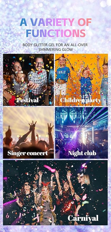 Face and Body Glitter Stick,Holographic Sparkling Neon Outfit Singer Concert Music Rave Festival Party Accessories Glitter Gel. (Purple)