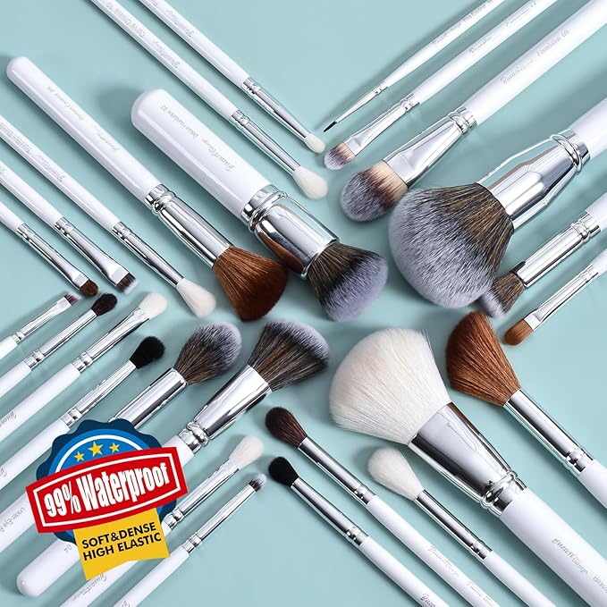 Professional Makeup Artist Brushes Set 26Pcs Real Natural Goat Hair Labeled White Makeup Brush Set with Foundation Powder blush concealer blending eyeshadow contour make up brushes set